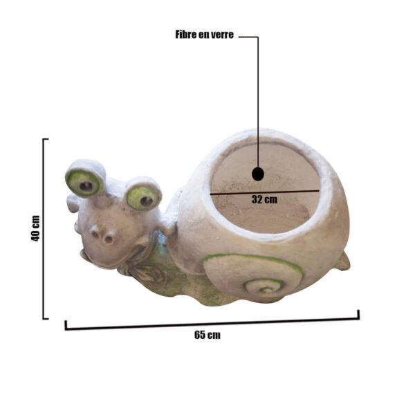 bac à fleur sous forme d'escargo dimen