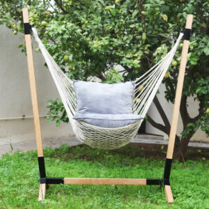 Chaise Hamac macramé avec support en bois