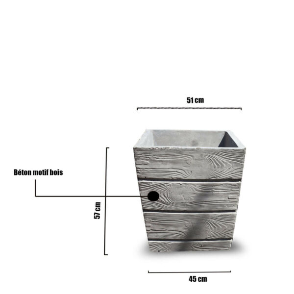 Pot en béton extérieur motif bois