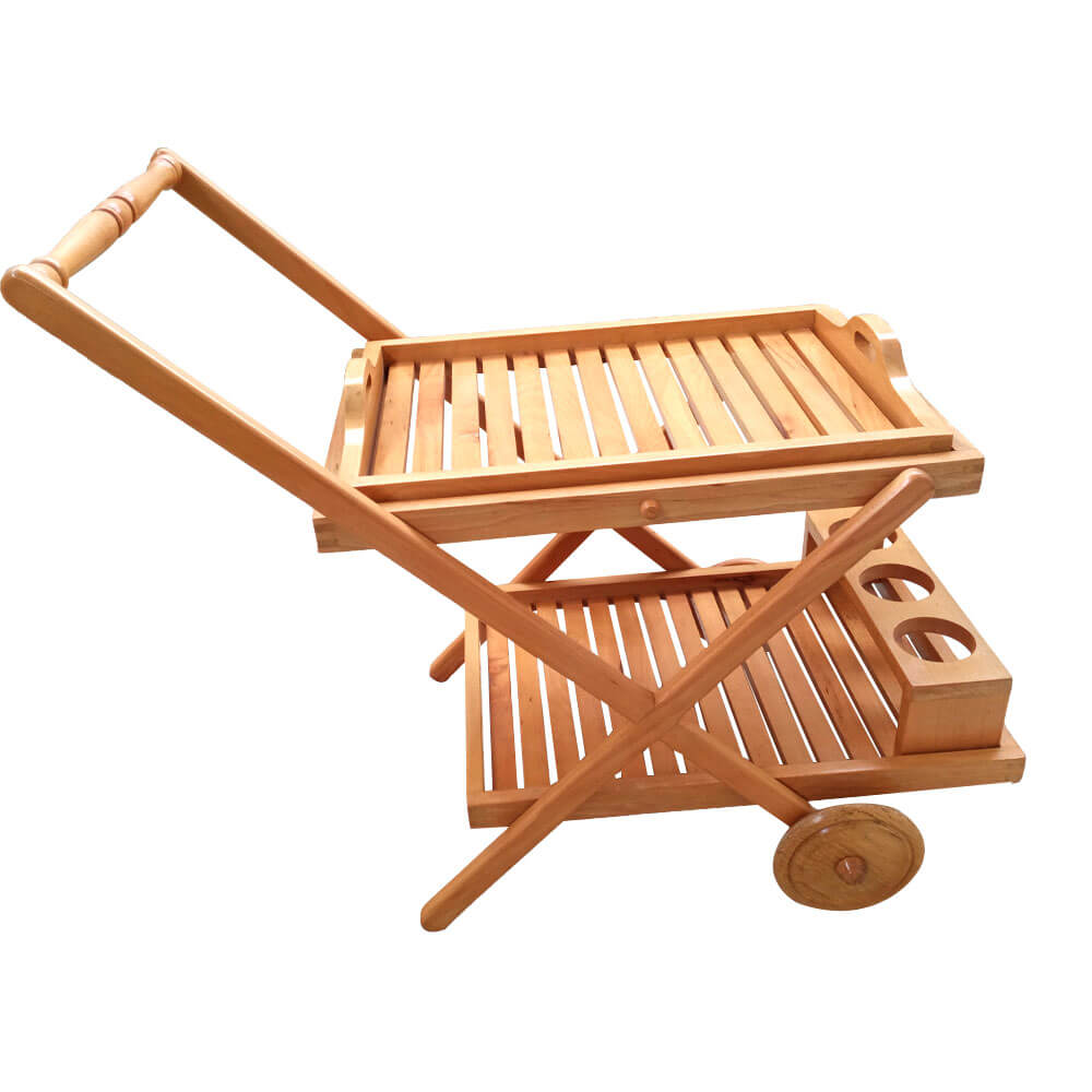 chariot dessert mobile en bois benz CD001