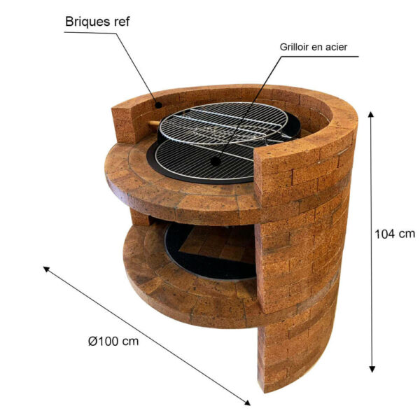 Barbecue fondou en briques réfractaires Ø100cm